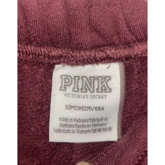 Victoria's Secret PINK Red Wine Color Fleece Campus Sweatpants Size Small - Picture 5 of 5